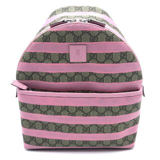 グッチ(Gucci)のグッチ GUCCI チルドレンズ ボーダー 271327 GGスプリーム リュックサック GGスプリームキャンバス ピンク×ベージュ(リュック/バックパック)