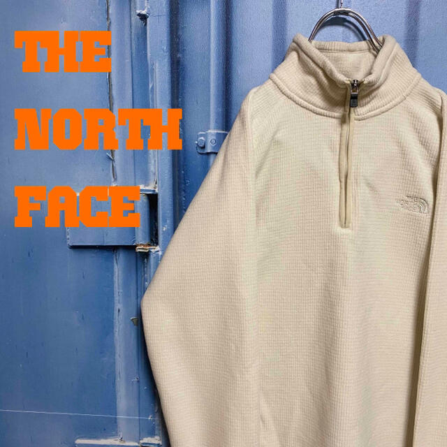 THE NORTH FACE(ザノースフェイス)のノースフェイス ハーフジップ スウェット ゆるだぼ ワンポイント 刺繍ロゴ 古着 メンズのトップス(スウェット)の商品写真