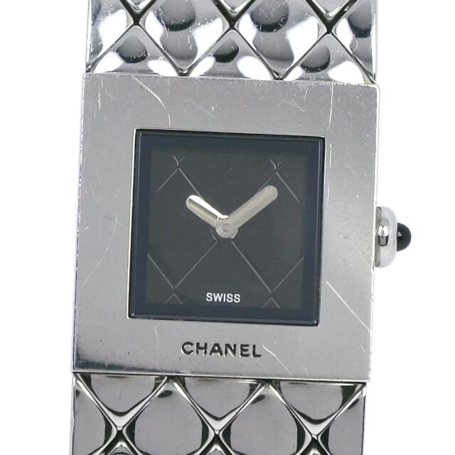 【CHANEL】シャネル マトラッセ H0009 ステンレススチール クオーツ レディース 黒文字盤 腕時計
