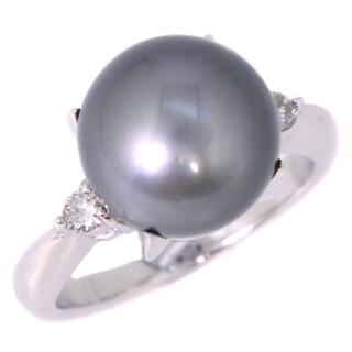 真珠11.0 ｍｍ Pt900プラチナ×ブラックパール（黒蝶真珠）×ダイヤモンド 11.5号 ブラック D0.13 レディース リング・指輪(リング(指輪))