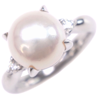 真珠9.5 ｍｍ Pt850プラチナ×パール×ダイヤモンド 9.5号 パールホワイト D0.08 レディース リング・指輪(リング(指輪))