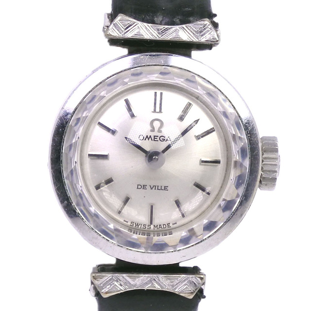 OMEGA - 【OMEGA】オメガ デヴィル/デビル ダイヤカットガラス cal.485 511.286 ステンレススチール×レザー 手巻き レディース シルバー文字盤 腕時計