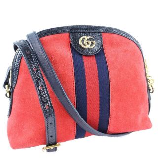 グッチ(Gucci)の【GUCCI】グッチ オフィディア 499621 スウェード×レザー ハイビスカスレッド ユニセックス ショルダーバッグ(ハンドバッグ)