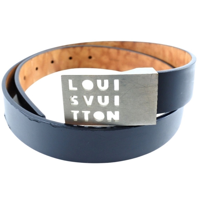 LOUIS VUITTON】ルイ・ヴィトン サンチュール カーフ 黒 ユニ LOUIS VUITTON】ルイ・ヴィトン サンチュール カーフ 黒 ユニ
