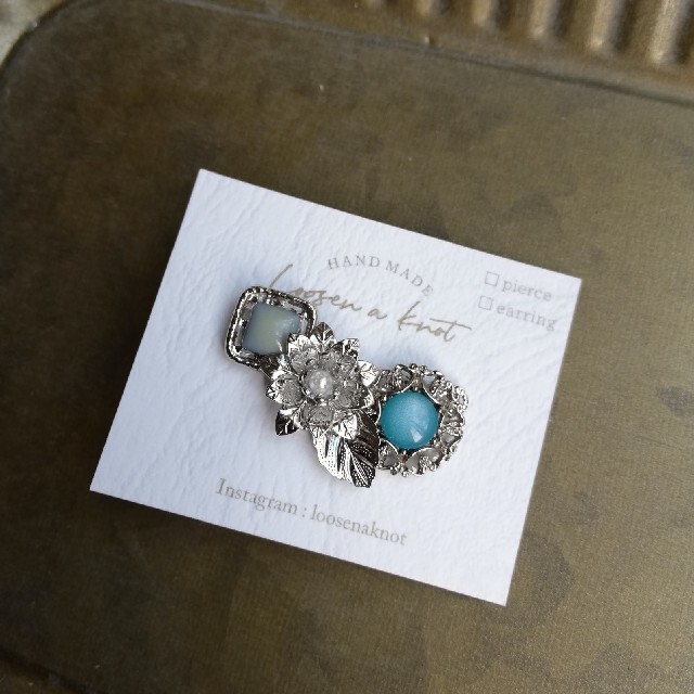 bluesilverヴィンテージボタンボタニカルイヤーカフ 上品 7200円