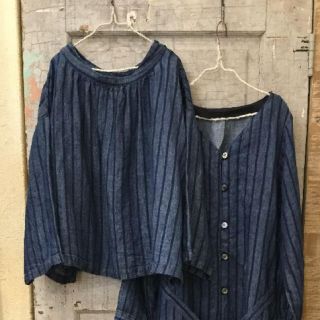 ネストローブ(nest Robe)のnest robe/ リネン インディゴ捺染 ブラウス(シャツ/ブラウス(長袖/七分))