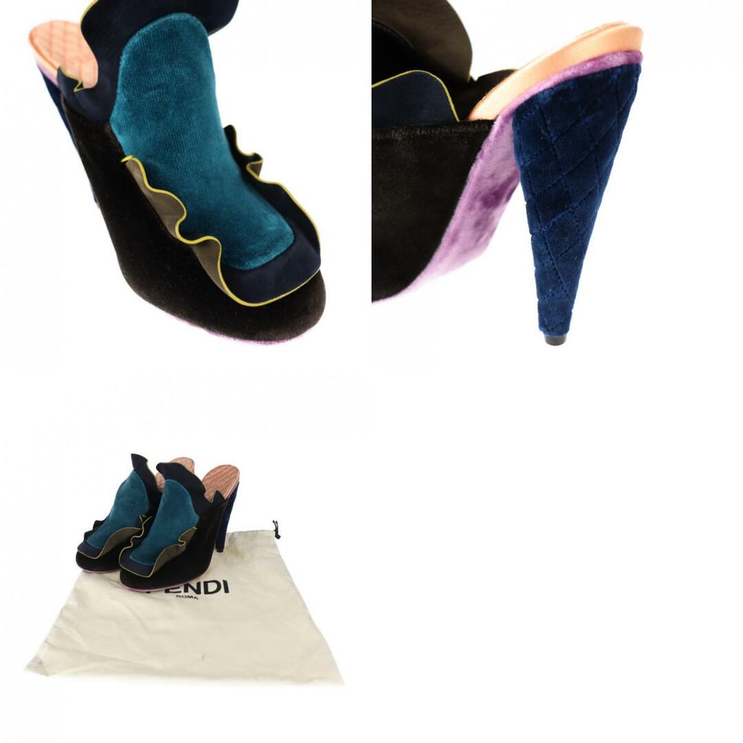 FENDI フェンディ サンダル ベルベット ブラック ブルー グリーン