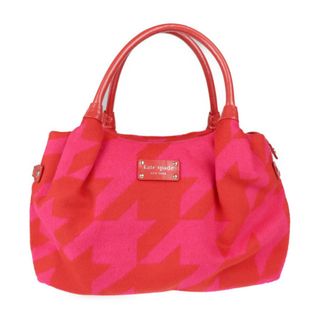 ケイトスペードニューヨーク(kate spade new york)のKate Spade ケイトスペード  バッグ ハンドバッグ WKRU1353 フェルト レザー  レッド系 ピンク系 ゴールド金具 トートバッグ 【本物保証】(ハンドバッグ)