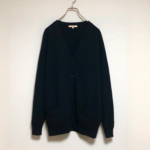 古着 ラムウール カーディガン cardigan ブラック 黒 wool100% メンズのトップス(カーディガン)の商品写真