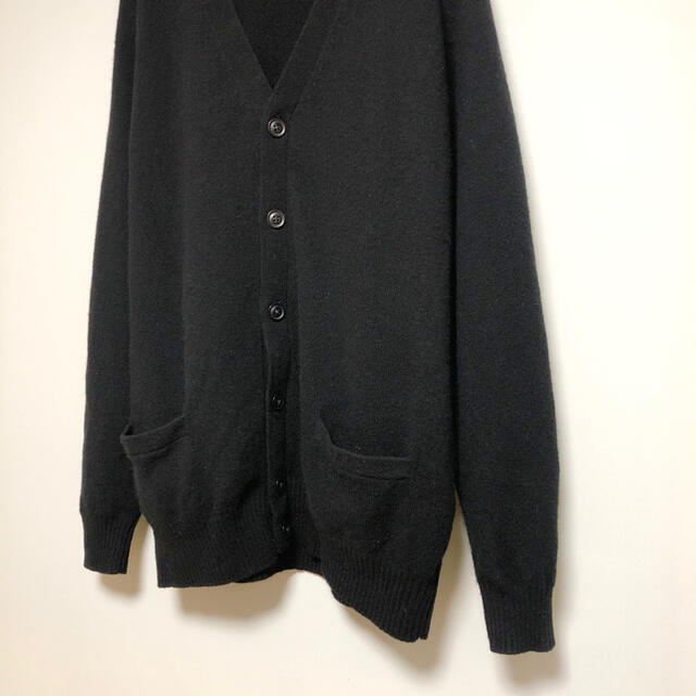 古着 ラムウール カーディガン cardigan ブラック 黒 wool100% メンズのトップス(カーディガン)の商品写真