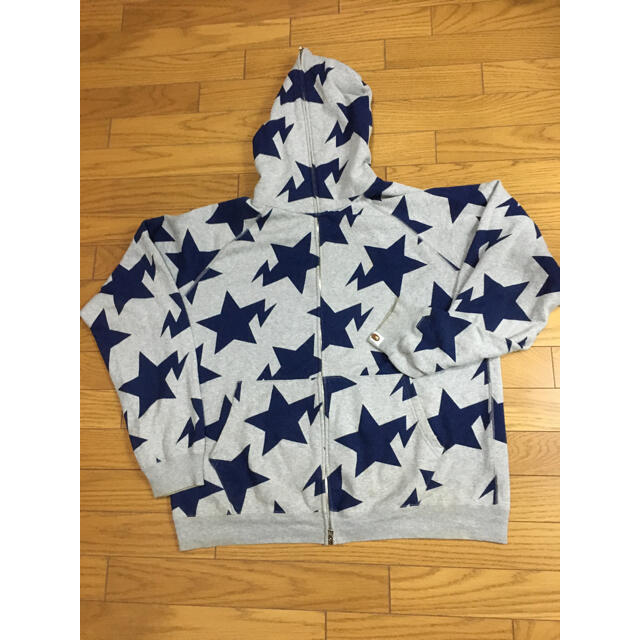 綿100％アベイシングエイプ　A BATHING APE　スターパーカー　L　グレー