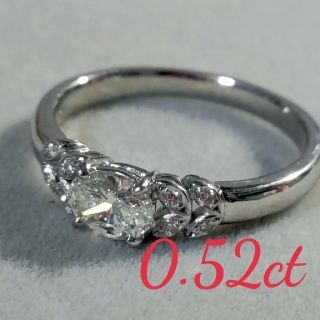 Pt900 ダイヤモンド リング オーバル 一粒 0.52ct(リング(指輪))