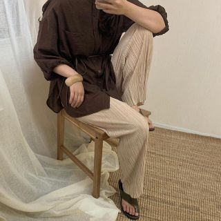 lawgy satin wrinkles layered pants(カジュアルパンツ)