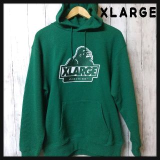 エクストララージ(XLARGE)のXLARGE スウェット パーカー フーディー 緑 M 刺繍 ロゴ(パーカー)