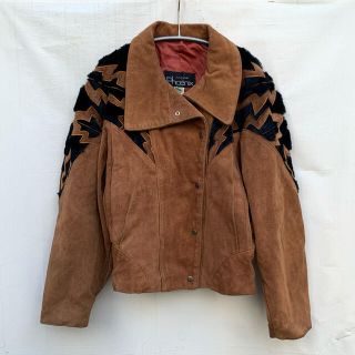 グリモワール(Grimoire)の80's Vintage Fur trimmed suede jacket(ライダースジャケット)