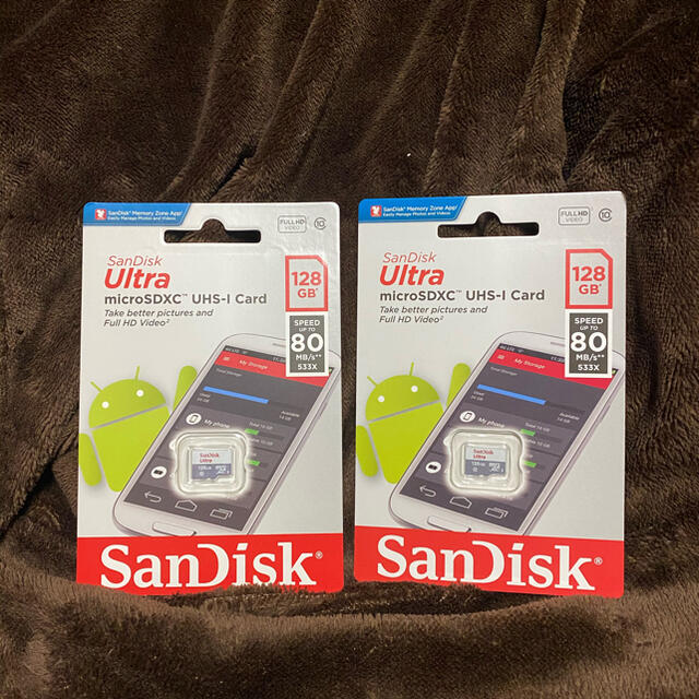 SanDisk(サンディスク)の【新品未開封】SanDisk マイクロSDカード 128GB 2枚 スマホ/家電/カメラのPC/タブレット(PC周辺機器)の商品写真