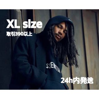 エッセンシャル(Essential)のESSENTIALS KNIT LOGO HOODIE BLACK XLサイズ(パーカー)