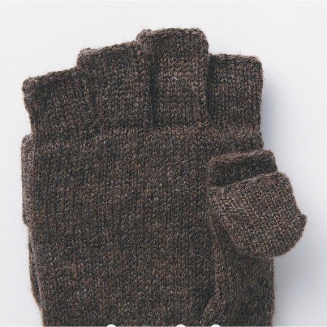 MUJI (無印良品)(ムジルシリョウヒン)の無印良品　ウール混　半指フード付き　手袋 フリーサイズ・モカブラウン レディースのファッション小物(手袋)の商品写真