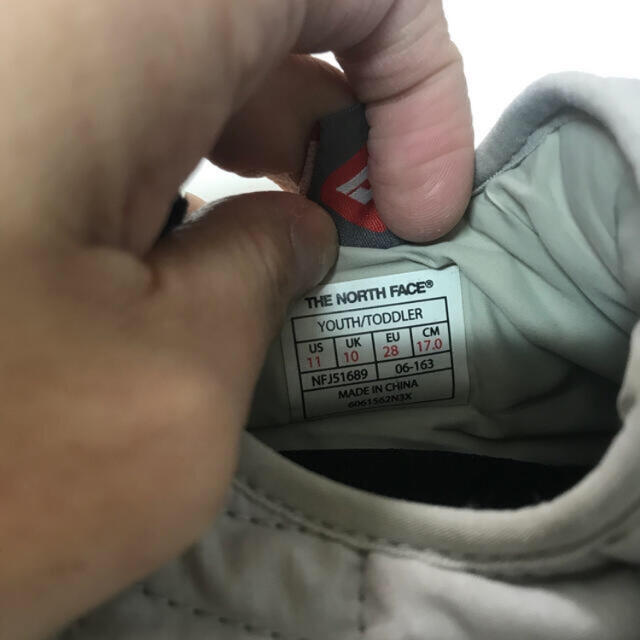 THE NORTH FACE(ザノースフェイス)のお値下げ　ノースフェイス  ヌプシ　スリッポン　17cm キッズ/ベビー/マタニティのキッズ靴/シューズ(15cm~)(スリッポン)の商品写真