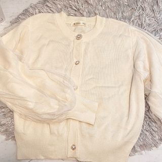 マジェスティックレゴン(MAJESTIC LEGON)の美品♡袖チュールニットカーディガン☻(カーディガン)