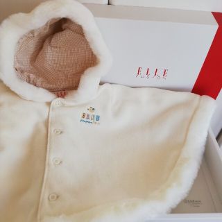 エル(ELLE)のELLE 　ベビー服　防寒　ポンチョ　ケープ　マント　ホワイト(ジャケット/コート)