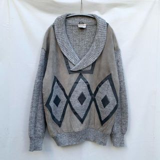 グリモワール(Grimoire)の80s Vintage Leather trimmed knit sweater(ニット/セーター)