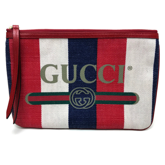 グッチ GUCCI バイアデラ シルヴィ ストライプ 524788 メンズ　レディース ロゴ クラッチバッグ キャンバス/レザー レッド レッド