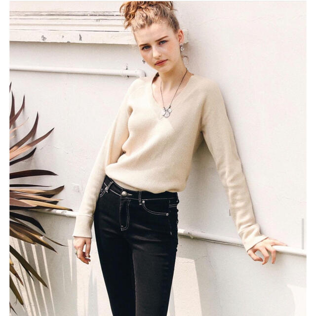 ALEXIA STAM(アリシアスタン)のAlexia Stam Waffle V-Neck Basic Top レディースのトップス(カットソー(長袖/七分))の商品写真