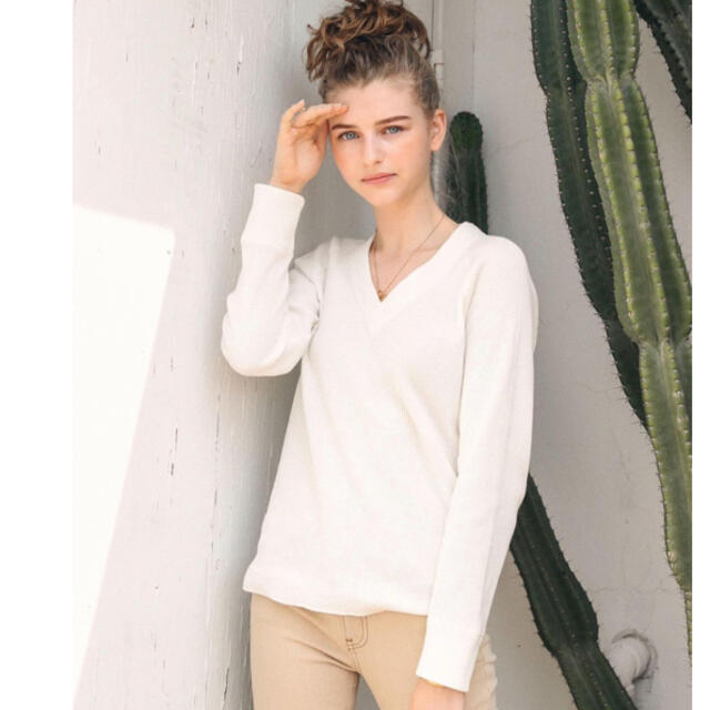 ALEXIA STAM(アリシアスタン)のAlexia Stam Waffle V-Neck Basic Top レディースのトップス(カットソー(長袖/七分))の商品写真