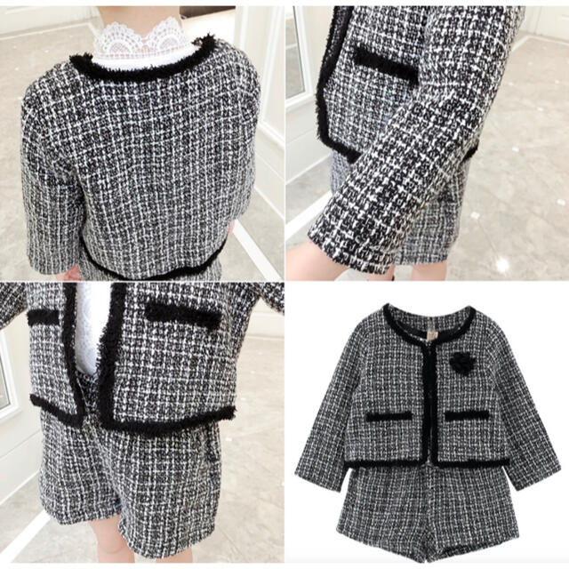 キッズ 子供服 ツイードセットアップ ジャケット パンツ 女子 可愛い チェック