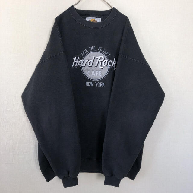 【超人気】ハードロックカフェ スウェット トレーナー 黒銀 90s 刺繍 ロゴ | フリマアプリ ラクマ
