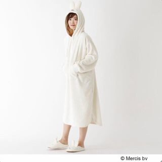 #1530 新品 miffy×index ふわもこルームワンピース ホワイト(ルームウェア)