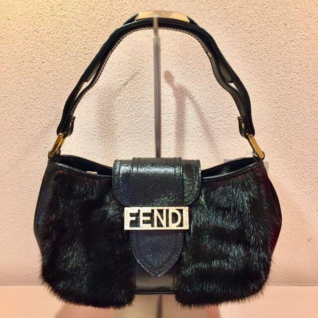 FENDI フェンディ ハンドバッグ ミンク 黒 ワンハンドル ロゴ - www