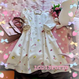 ロディスポット(LODISPOTTO)のふんわりワンピ♡LODISPOTTO♡袖パールリボン⭐フラワーワンピース ♡(ひざ丈ワンピース)