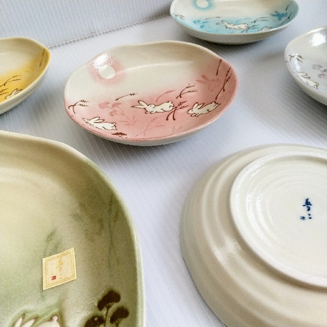 新品未使用】竹久夢二 平皿 大小6点セット 庫山窯 陶器/食器 新品未使用】竹久夢二 平皿 大小6点セット 庫山窯 陶器/食器