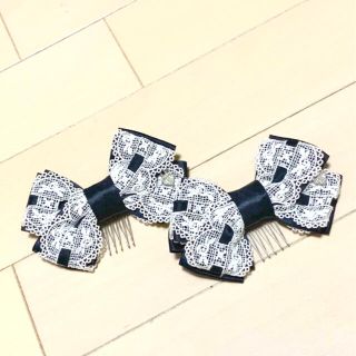 Angelic Pretty バレッタ エナメル ワイヤー リボン ブラック