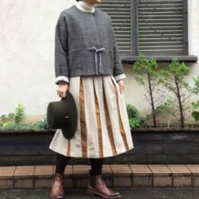 【美品】ネストローブ　nest Robe　ノーカラー　ロングワンピース　リネン