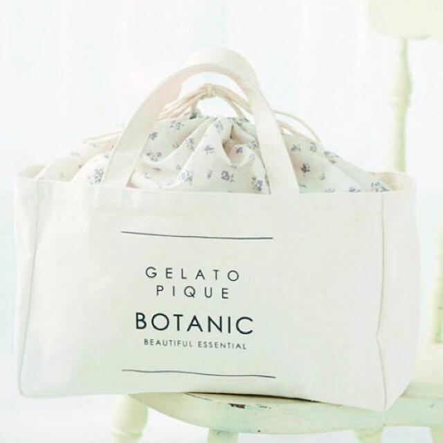 gelato pique(ジェラートピケ)の新品　ジェラートピケ&ROSY 4月号付録巾着型ストックバッグ レディースのバッグ(トートバッグ)の商品写真