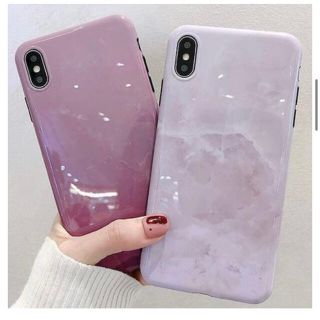 iPhoneケース iPhone11 スマホケース ピンク 韓国 クリア 紫(iPhoneケース)