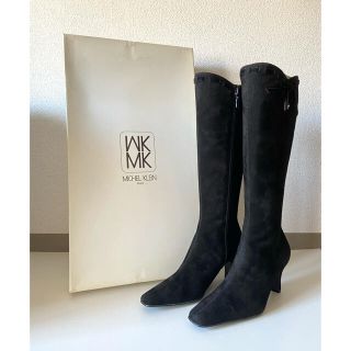 に初値下げ! 【MICHEL KLEIN】(23 1/2)スクエアレザーロングブーツ