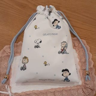 巾着袋♡ジェラートピケ×スヌーピー♡オムツ入れなどに(外出用品)