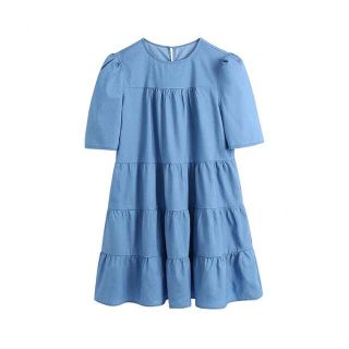 ザラ(ZARA)の🌸春先行💐3479◆blue フレアワンピース(ミニワンピース)