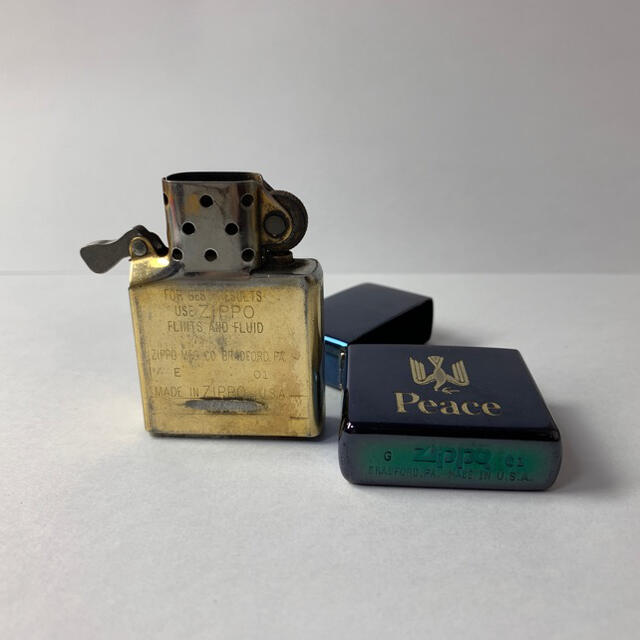 ZIPPO(ジッポー)のPeace ジッポ・ガスライター等6点セット (ピース ブルーチタン) メンズのファッション小物(タバコグッズ)の商品写真