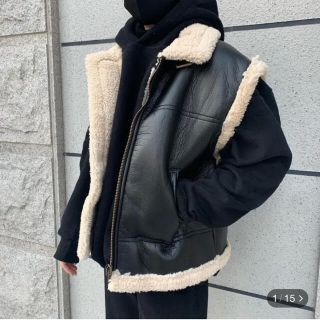 フェイクレザー ボア ベスト