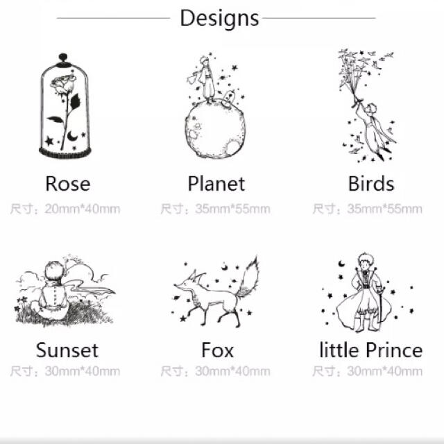 星の王子さまのスタンプ6種類 インテリア/住まい/日用品の文房具(印鑑/スタンプ/朱肉)の商品写真