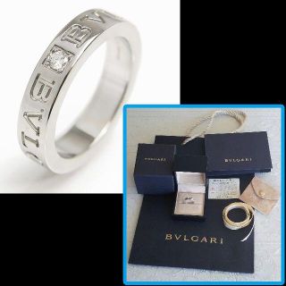 ブルガリ(BVLGARI)のブルガリ BVLGARI ダブルロゴ 1Pダイヤリング K18WG (リング(指輪))