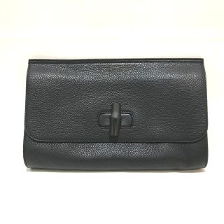 グッチ(Gucci)のグッチ GUCCI クラッチバッグ 387220 バンブー クラッチ メンズ レディース クラッチバッグ バンブー/レザー ブラック 美品(クラッチバッグ)