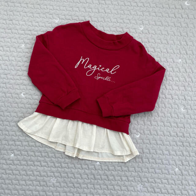 裏起毛　裾フリル  ペプラム　トレーナー  110cm キッズ/ベビー/マタニティのキッズ服女の子用(90cm~)(Tシャツ/カットソー)の商品写真