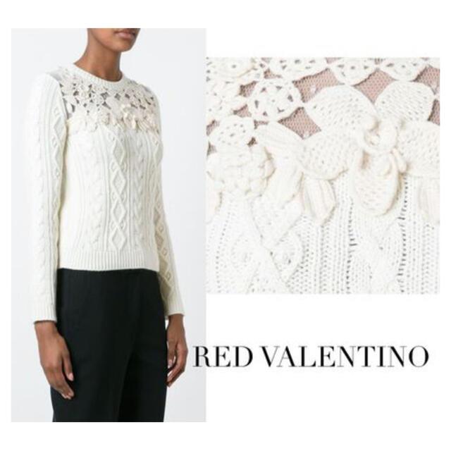  RED VALENTINO Flower クロシェ&ケーブル編みニット レディースのトップス(ニット/セーター)の商品写真