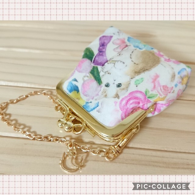 franche lippee(フランシュリッペ)のミニがま口ポーチ ＊かくれねこ＊ ハンドメイドのファッション小物(ポーチ)の商品写真